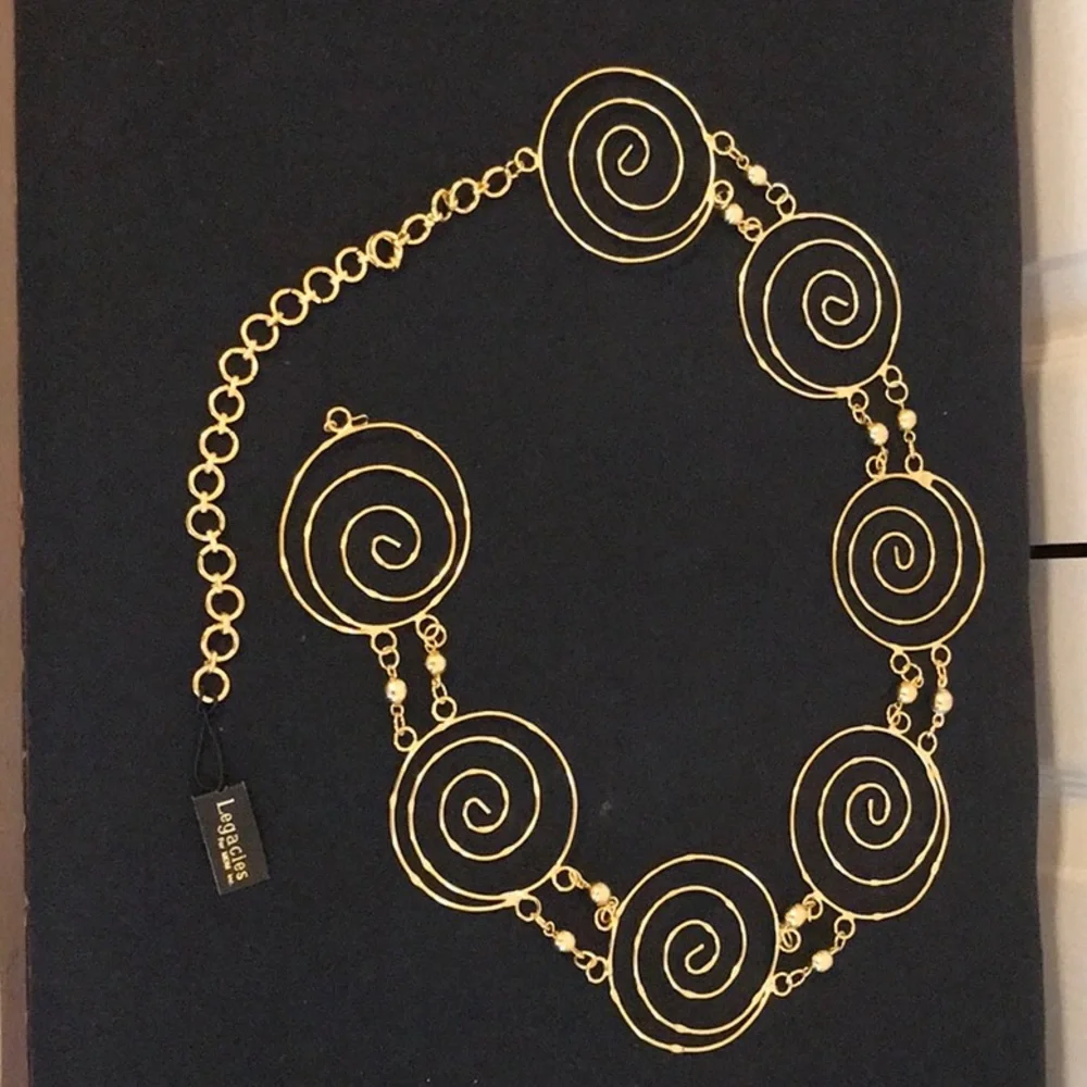 GOLD SWIRL ADJUSTABLE CHAIN LINK BELT. NEW WITH TAG - Picture 1 of 3